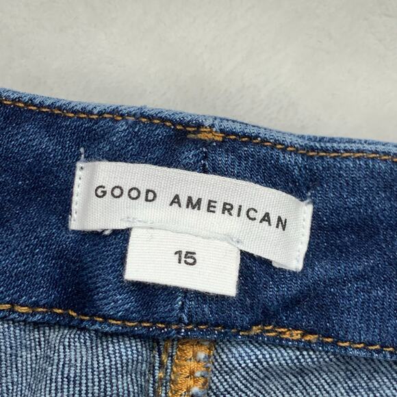 NWT Good American Jeans Good Legs Cropped Mini Boot Womens 15 Stretch Distressed - Picture 6 of 16